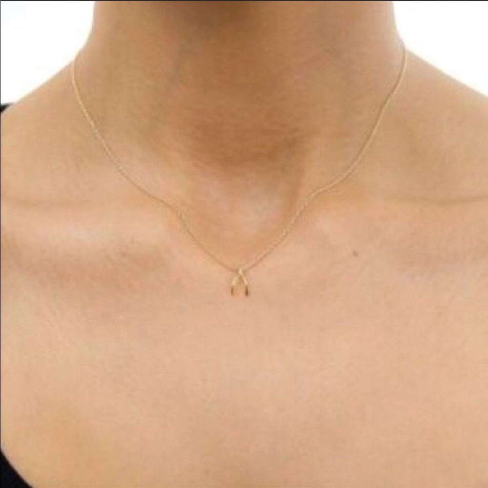 Dainty “Wish” Wishbone Pendant Necklace - Picture 2 of 2